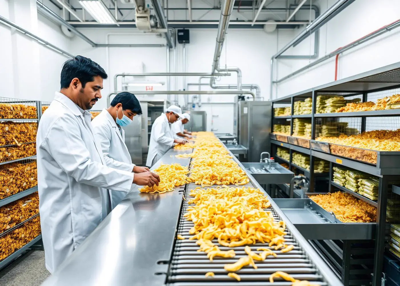 Processing and inspection of dehydrated vegetables